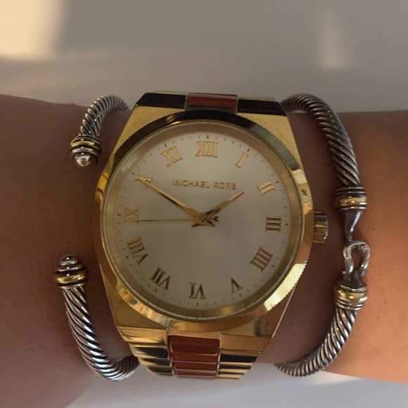 Michael Kors Gold Watch with Orange Accents